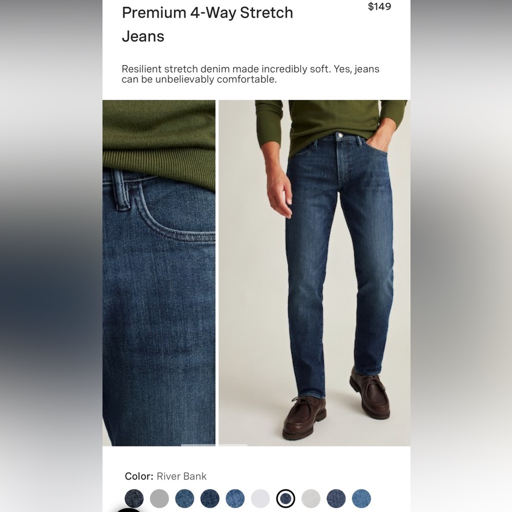 Bonobos Men’s Premium Stretch Jeans 34 W 34 L